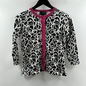 Investments Black & White Button-Down Cardigan Size Small